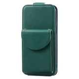 iPhone 15 Pro Vertical Faux Leather Flip Case with Wallet / Stand Function / Strap - Green