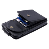 iPhone 15 Pro Max Vertical Faux Leather Flip Case with Wallet / Stand Function / Strap - Black