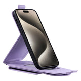 iPhone 15 Pro Max Vertical Faux Leather Flip Case with Wallet / Stand Function / Strap - Purple