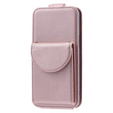 iPhone 15 Pro Max Vertical Faux Leather Flip Case with Wallet / Stand Function / Strap - Rose Gold