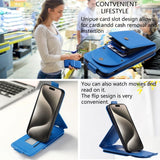 iPhone 15 Pro Max Vertical Faux Leather Flip Case with Wallet / Stand Function / Strap - Blue