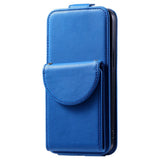 iPhone 15 Pro Max Vertical Faux Leather Flip Case with Wallet / Stand Function / Strap - Blue