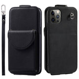 iPhone 12 / 12 Pro Vertical Faux Leather Flip Case with Wallet / Stand Function / Strap - Black