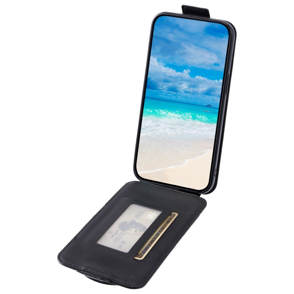 iPhone 12 / 12 Pro Vertical Faux Leather Flip Case with Wallet / Stand Function / Strap - Black