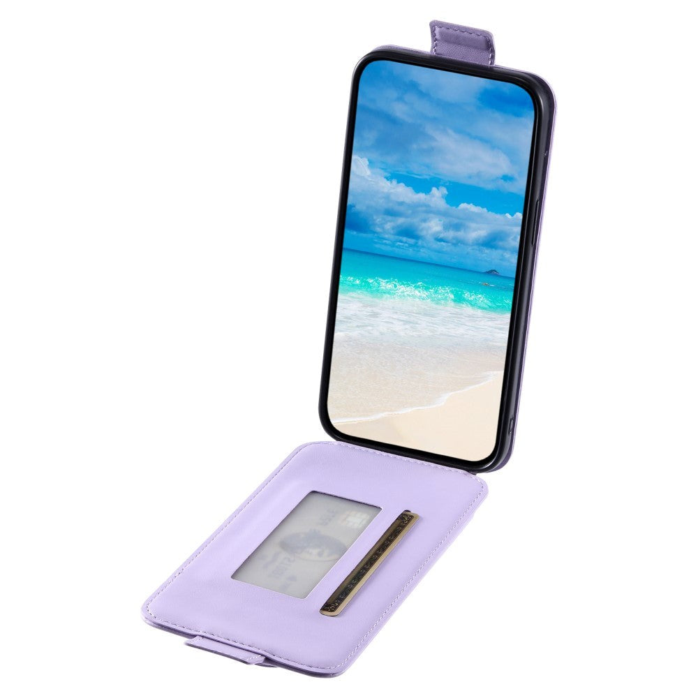 iPhone 12 / 12 Pro Vertical Faux Leather Flip Case with Wallet / Stand Function / Strap - Purple