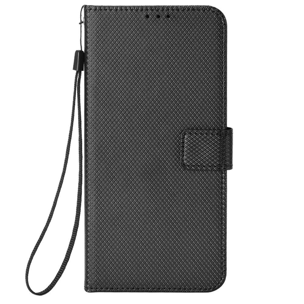 Xiaomi Redmi Note 13 Pro+ (Plus) Leather Flip Case w. Strap & Texture - Black