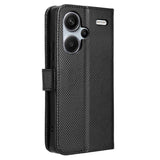 Xiaomi Redmi Note 13 Pro+ (Plus) Leather Flip Case w. Strap & Texture - Black