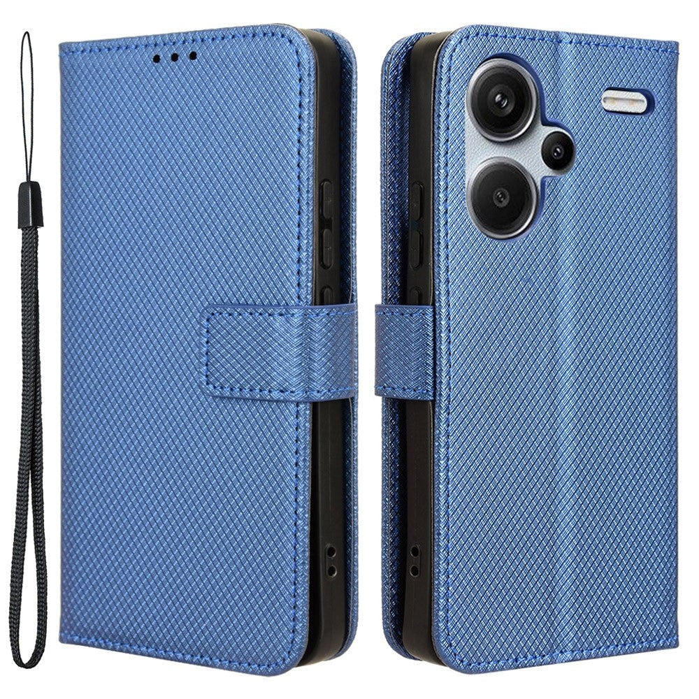 Xiaomi Redmi Note 13 Pro+ (Plus) Leather Flip Case w. Strap & Texture - Blue