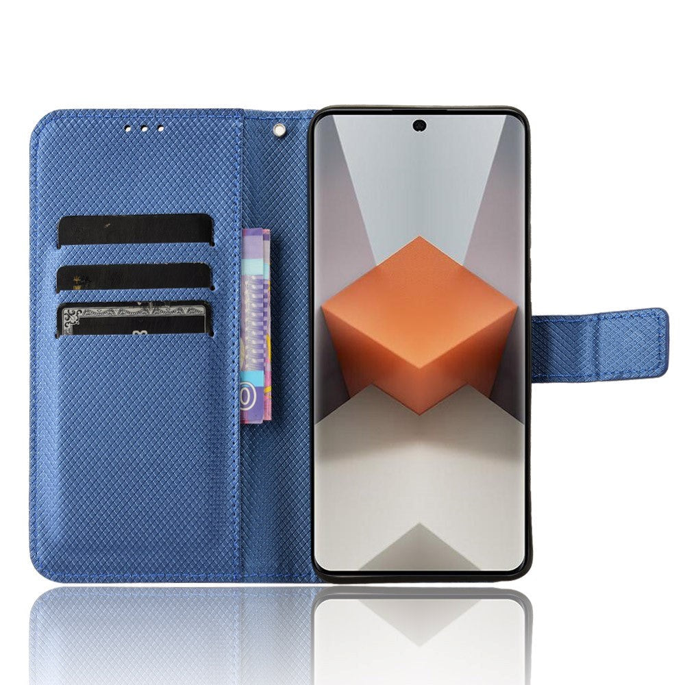 Xiaomi Redmi Note 13 Pro+ (Plus) Leather Flip Case w. Strap & Texture - Blue