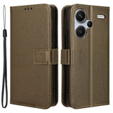 Xiaomi Redmi Note 13 Pro+ (Plus) Leather Flip Case w. Strap & Texture - Brown