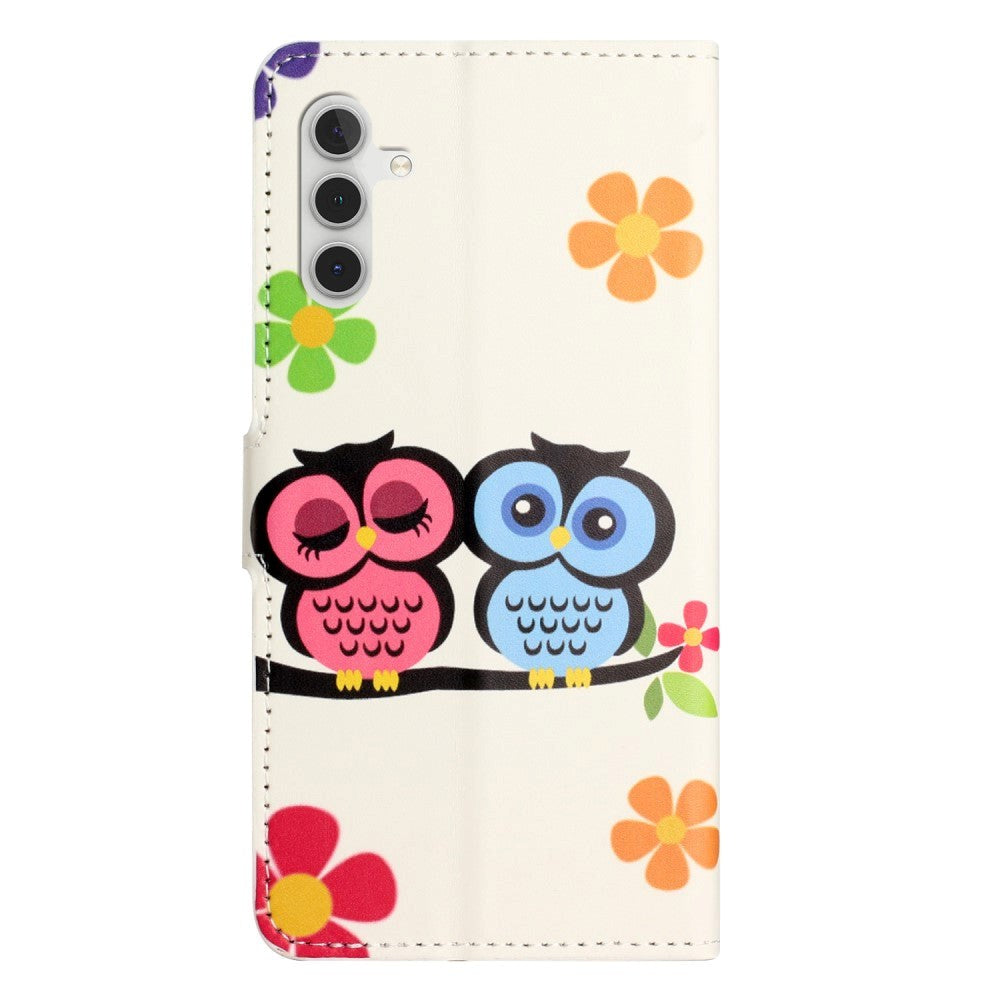 Samsung Galaxy S24 Leather Case w. Wallet & Stand Function - Pair of Owls