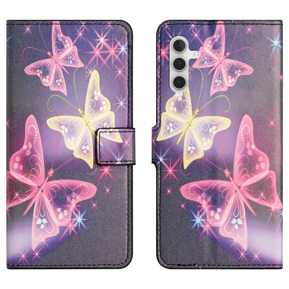 Samsung Galaxy S24 Leather Flip Case w. Wallet & Stand Function - Butterflies