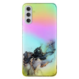 Samsung Galaxy S24 Transparent Plastic Back Cover w. Colorful Marble Pattern - Black