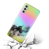 Samsung Galaxy S24 Transparent Plastic Back Cover w. Colorful Marble Pattern - Black