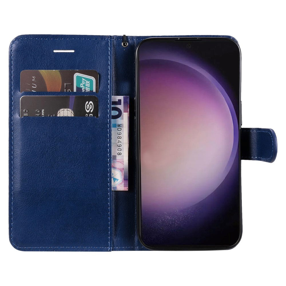 Samsung Galaxy S24 Ultra Leather Flip Case with Wallet and Strap - Blue