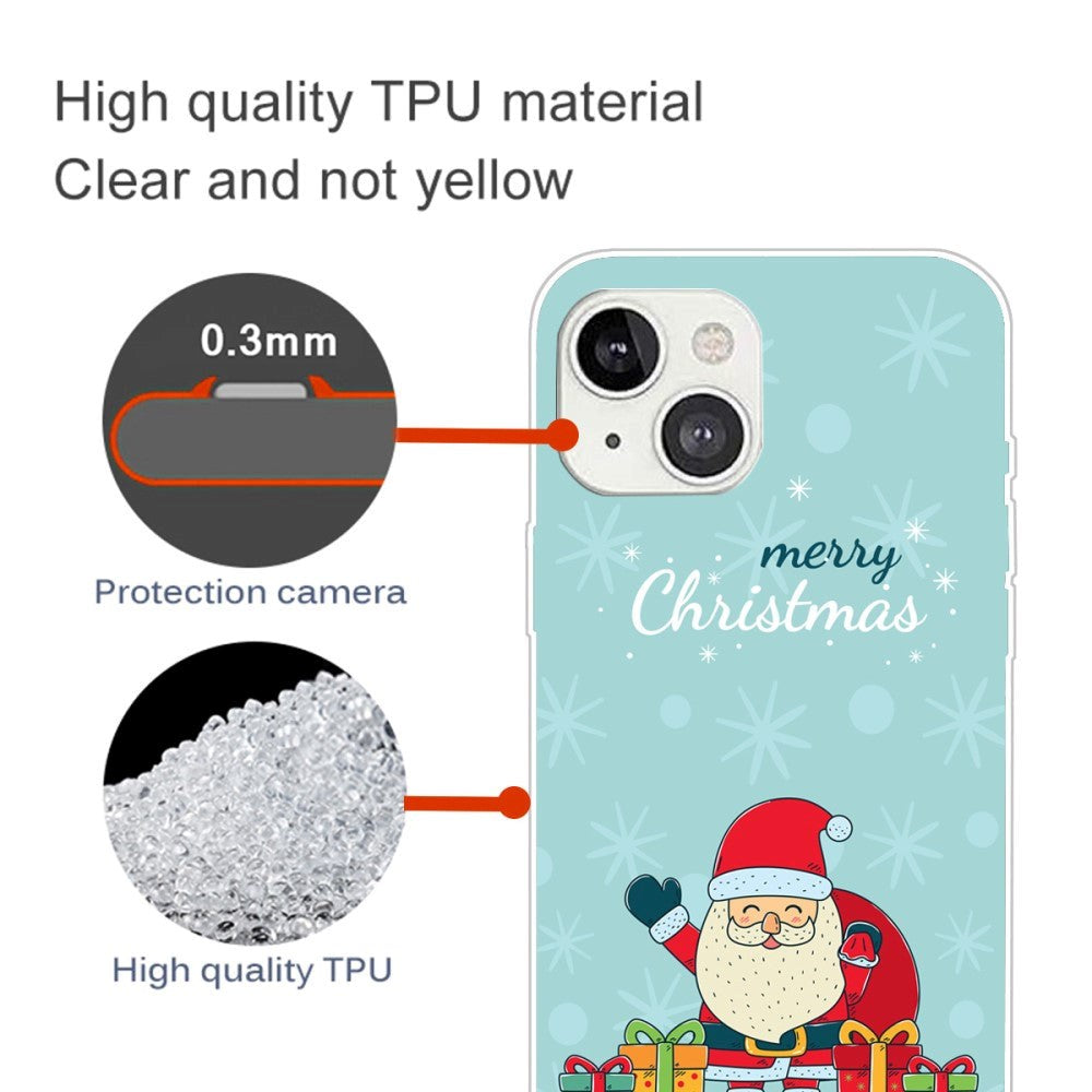 iPhone 15 Plus Flexible Plastic Christmas Case - Merry Christmas - Happy Santa Claus with Gifts