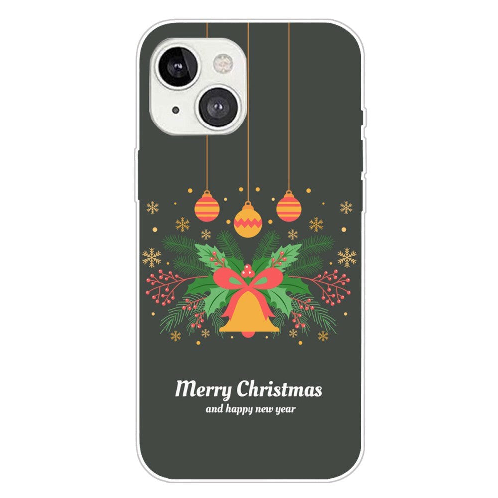 iPhone 15 Plus Flexible Plastic Christmas Case - Merry Christmas - Christmas Wreath and Christmas Bell