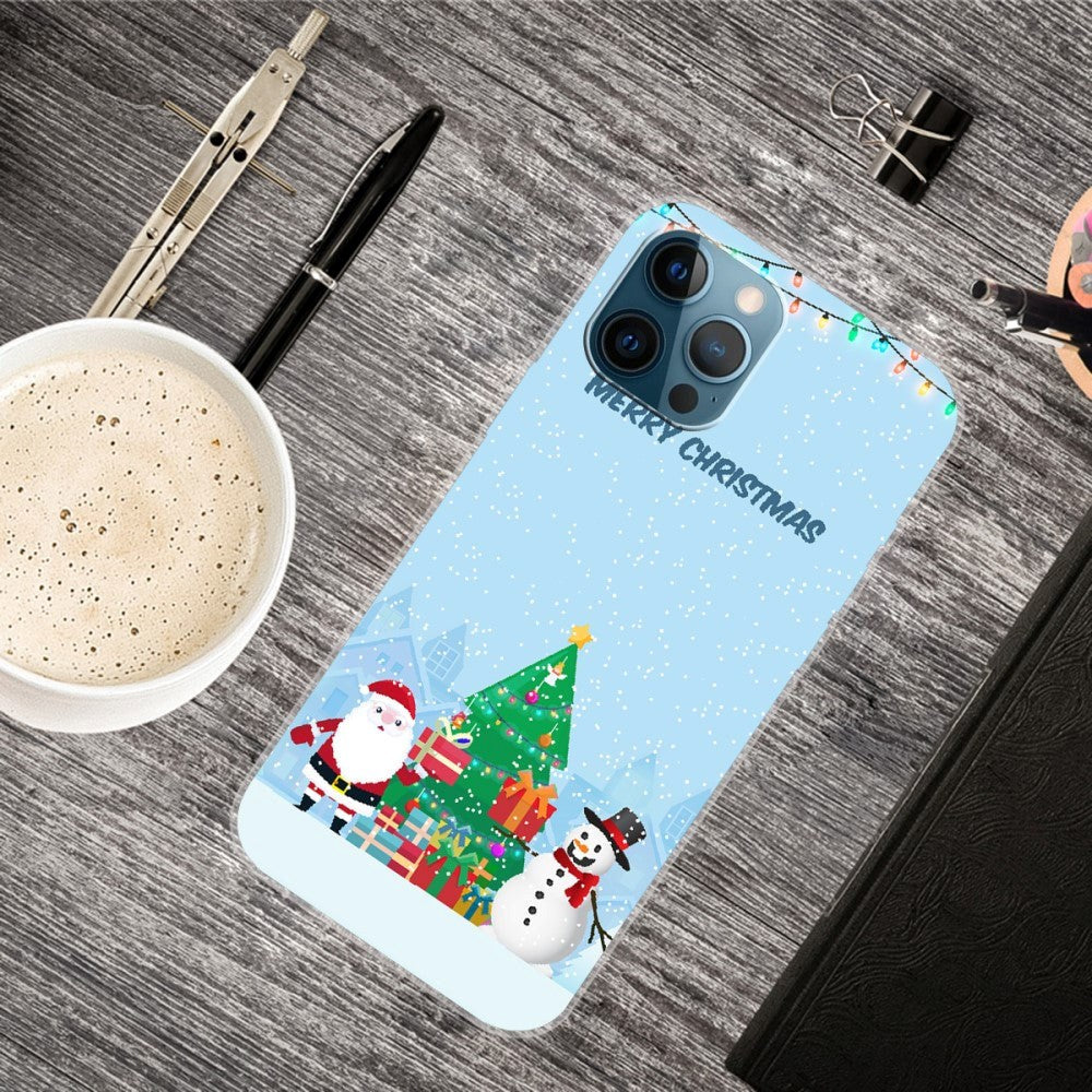 iPhone 15 Pro Flexible Plastic Christmas Case - Merry Christmas - Santa Claus and Snowman