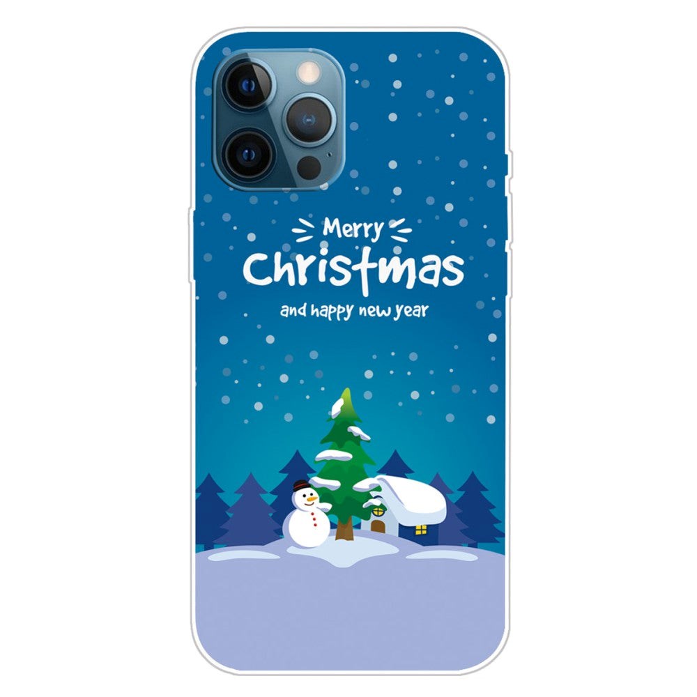 iPhone 15 Pro Flexible Plastic Christmas Case - Merry Christmas - Snowman and Christmas Tree