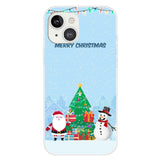 iPhone 15 Flexible Plastic Christmas Case - Merry Christmas - Santa Claus and Snowman