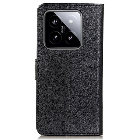 Xiaomi 14 Pro PU Litchi Leather Wallet Case - Black