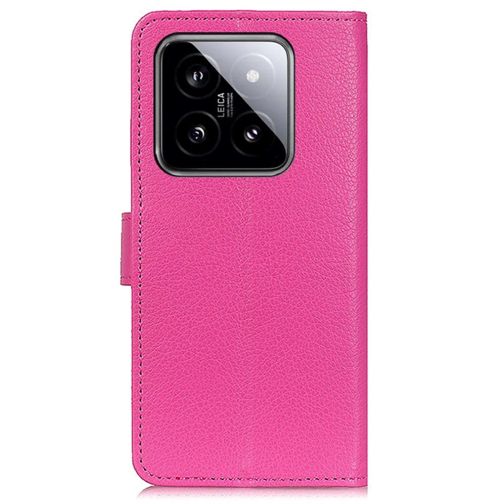 Xiaomi 14 Pro PU Litchi Leather Wallet Case - Pink