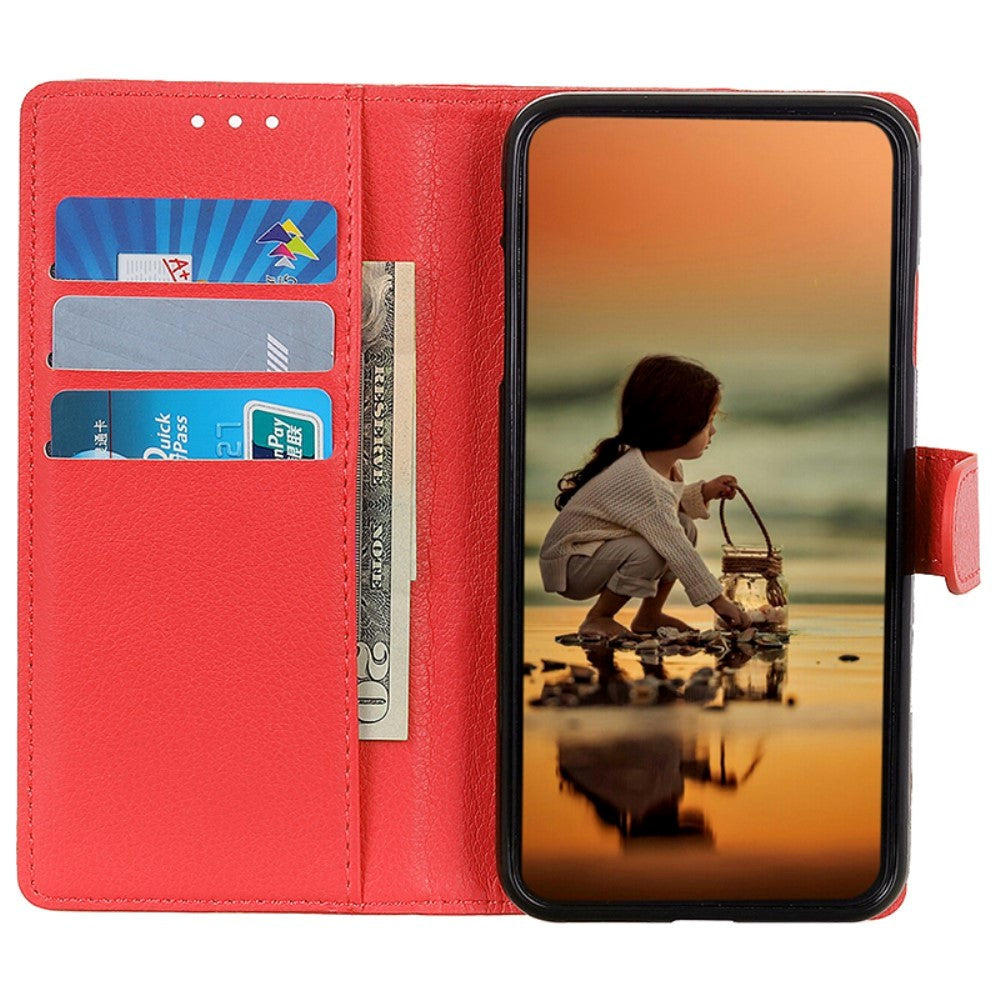 Xiaomi 14 Pro PU Litchi Leather Wallet Case - Red