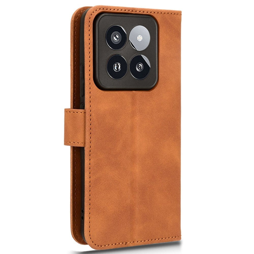 Xiaomi 14 Pro Leather Flip Case w. Wallet & Stand Function - Brown