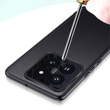 Xiaomi 14 Leather Covered Plastic Back Case w. Built-in Camera Protector - Black