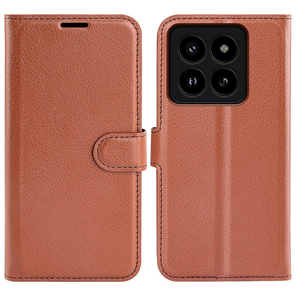 Xiaomi 14 Pro Faux Leather Case w. Wallet & Stand Function - Brown