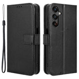 Samsung Galaxy A25 (5G) Leather Flip Case w. Strap & Texture - Black