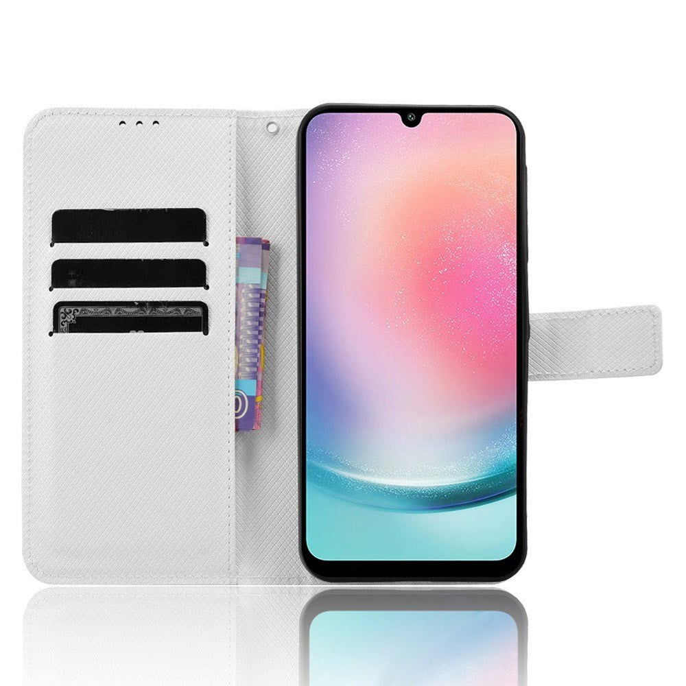 Samsung Galaxy A25 (5G) Leather Flip Case w. Strap & Texture - White