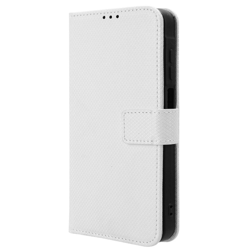 Samsung Galaxy A25 (5G) Leather Flip Case w. Strap & Texture - White