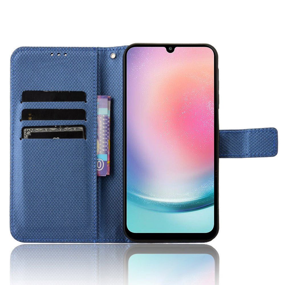 Samsung Galaxy A25 (5G) Leather Flip Case w. Strap & Texture - Blue