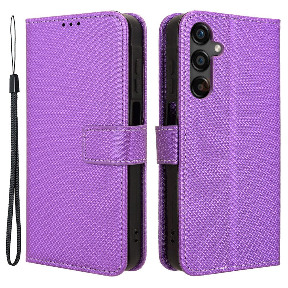 Samsung Galaxy A25 (5G) Leather Flip Case w. Strap & Texture - Purple