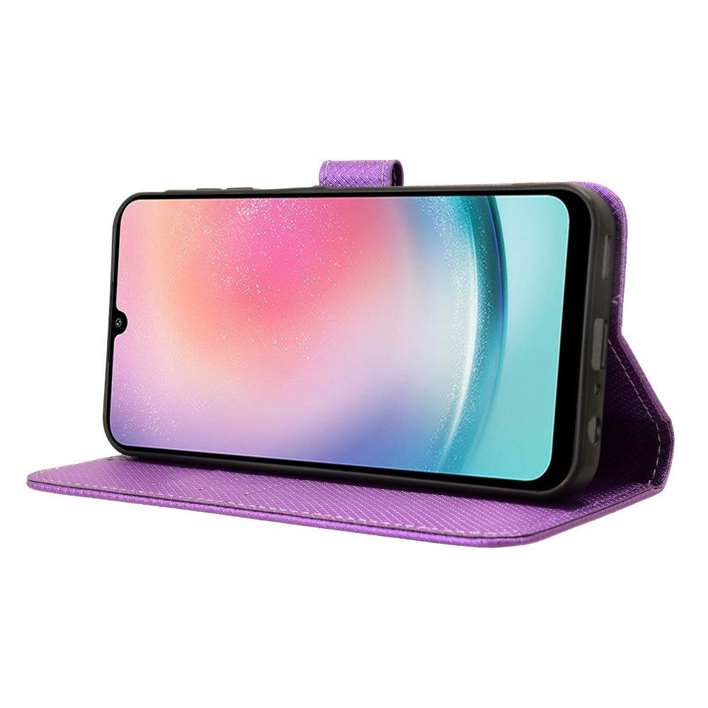 Samsung Galaxy A25 (5G) Leather Flip Case w. Strap & Texture - Purple