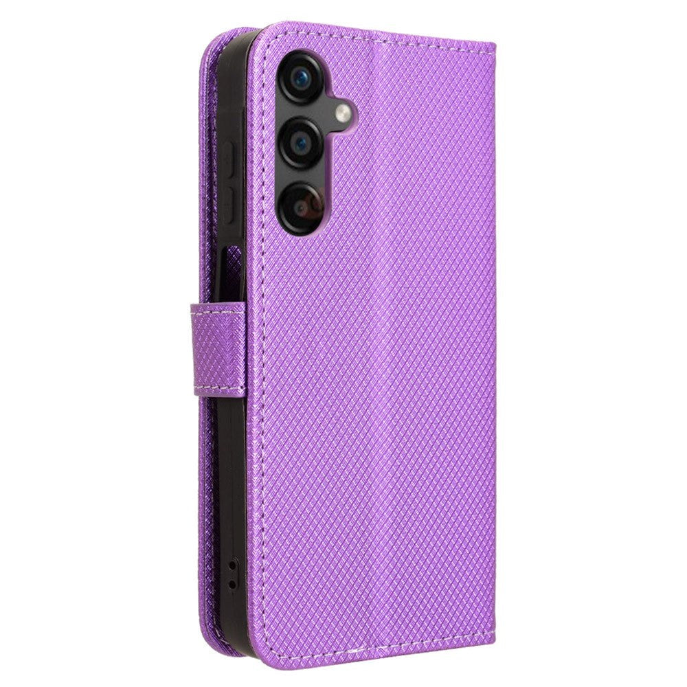 Samsung Galaxy A25 (5G) Leather Flip Case w. Strap & Texture - Purple