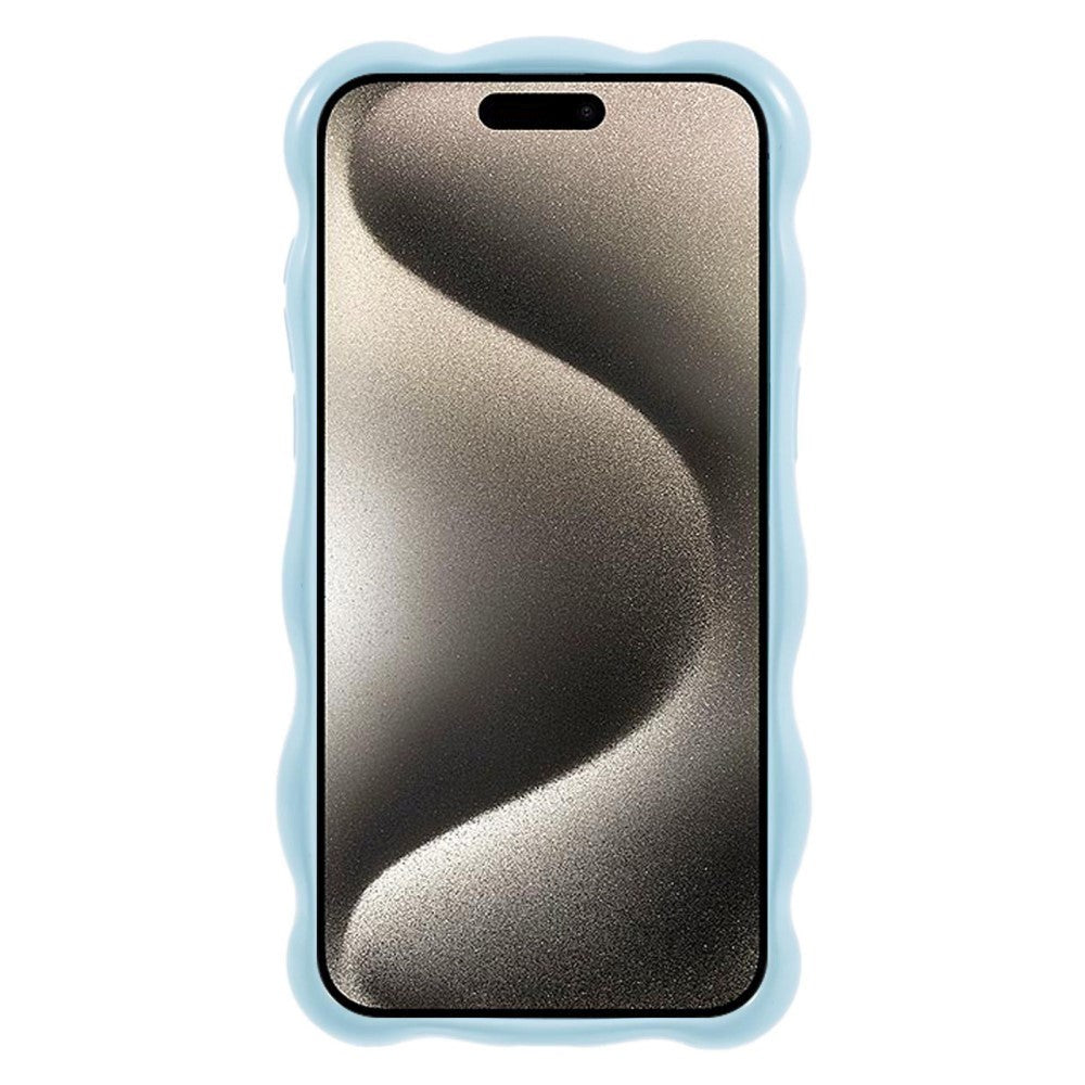 iPhone 15 Pro Flexible Plastic Case w. Wavy Design - Light Blue