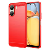 Xiaomi Redmi 13C Brushed Carbon Fiber Flexible Plastic Case - Red