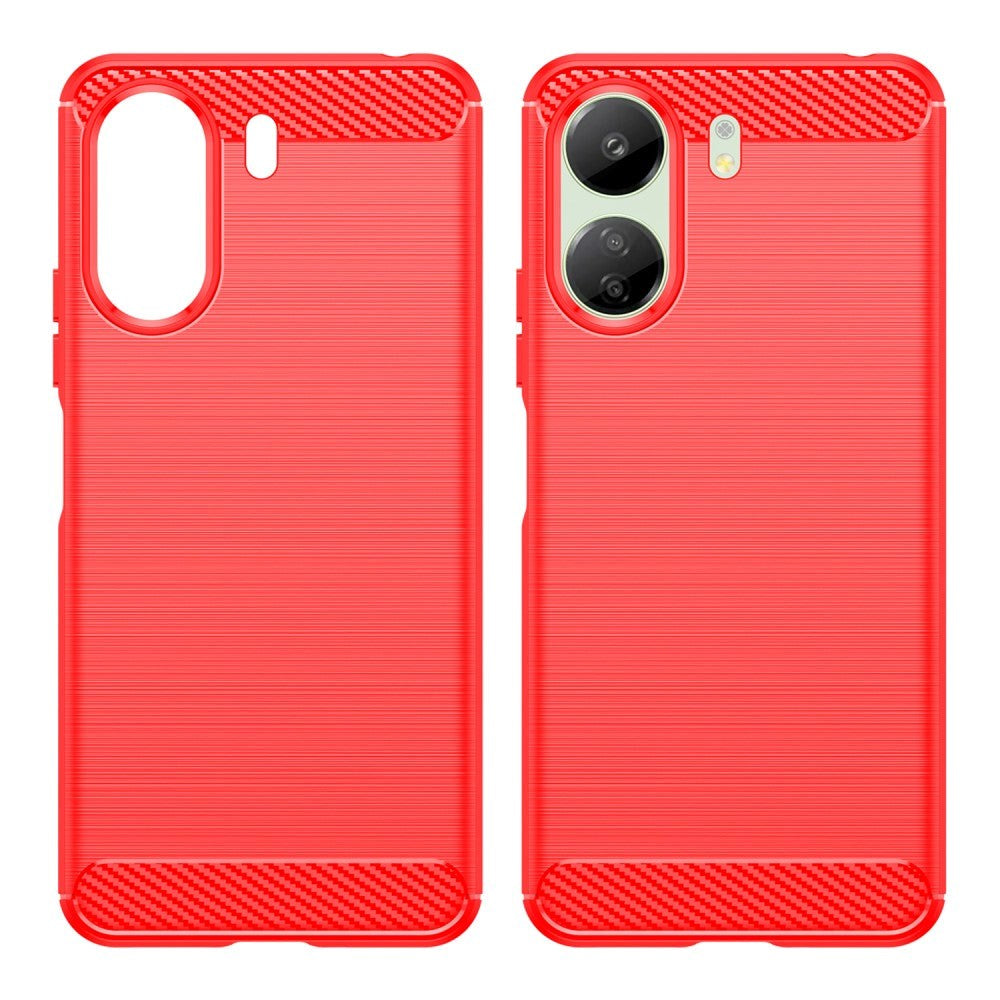 Xiaomi Redmi 13C Brushed Carbon Fiber Flexible Plastic Case - Red