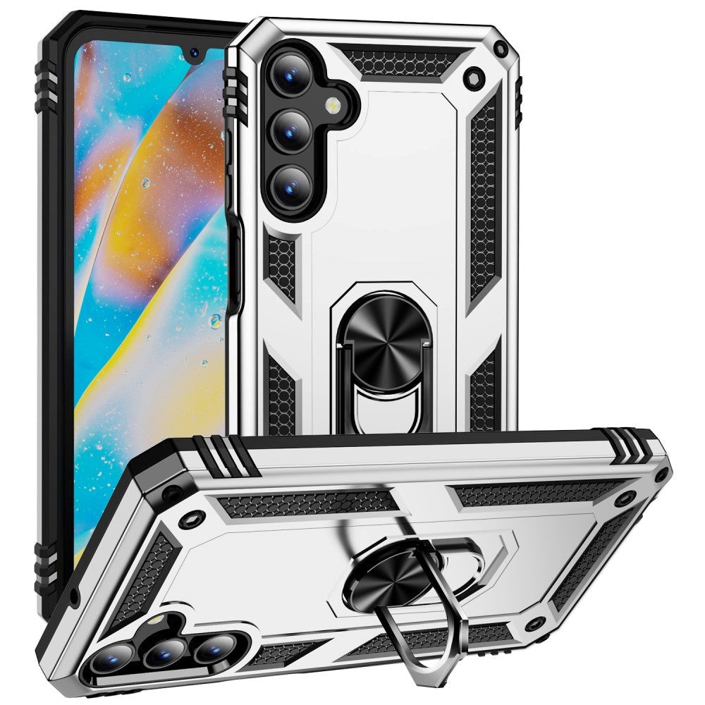 Samsung Galaxy A15 (5G) / A15 Hybrid Tough Case w. Magnetic Kickstand - Silver