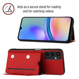 Samsung Galaxy A15 (5G) / A15 Leather Covered Plastic Case w. Wallet & Strap - Red