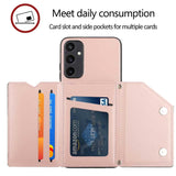 Samsung Galaxy A15 (5G) / A15 Leather Covered Plastic Case w. Wallet & Strap - Rose Gold