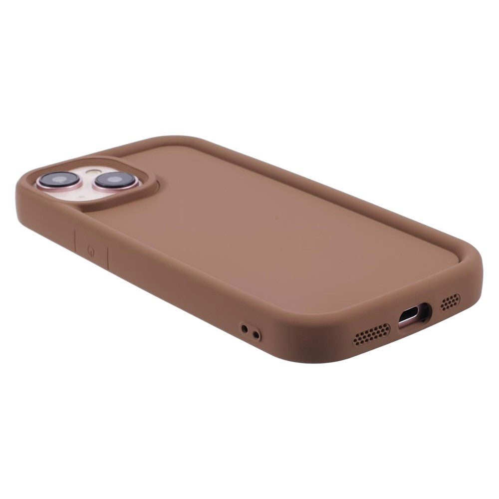 iPhone 15 Flexible Plastic Case w. Raised Edges - Brown