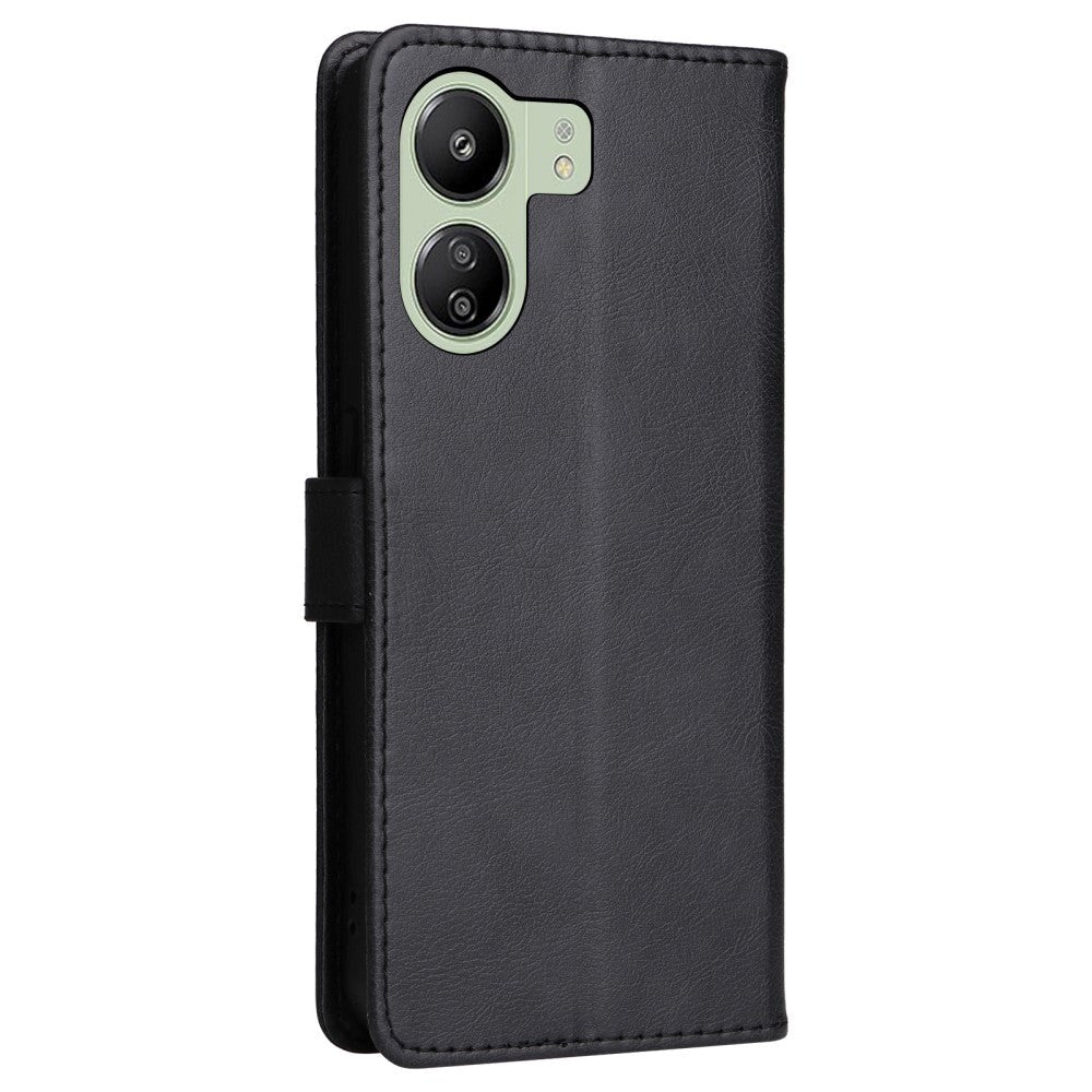 Xiaomi Poco C65 / Redmi 13C Leather Flip Case with Wallet and Strap - Black