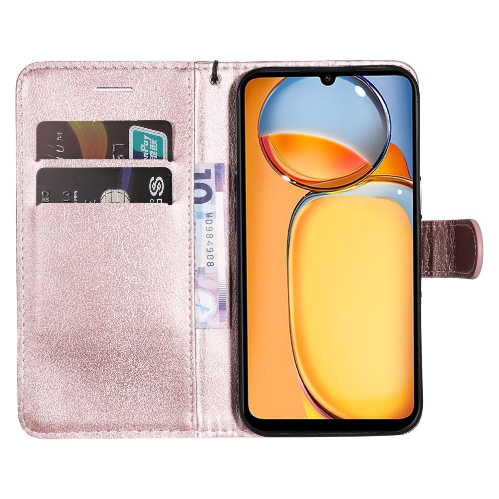 Xiaomi Poco C65 / Redmi 13C Leather Flip Case with Wallet and Strap - Rose Gold