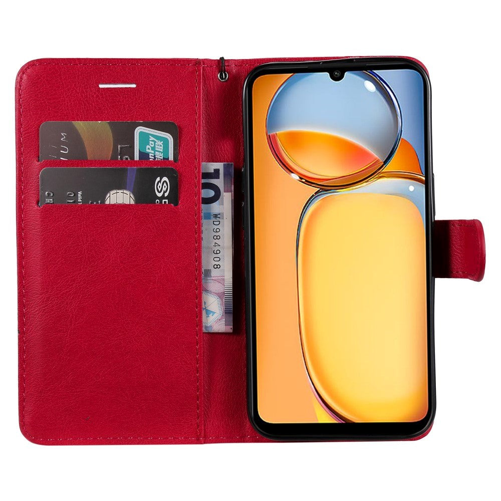 Xiaomi Poco C65 / Redmi 13C Leather Flip Case with Wallet and Strap - Red