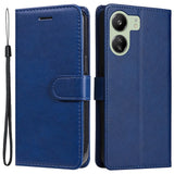 Xiaomi Poco C65 / Redmi 13C Leather Flip Case with Wallet and Strap - Blue