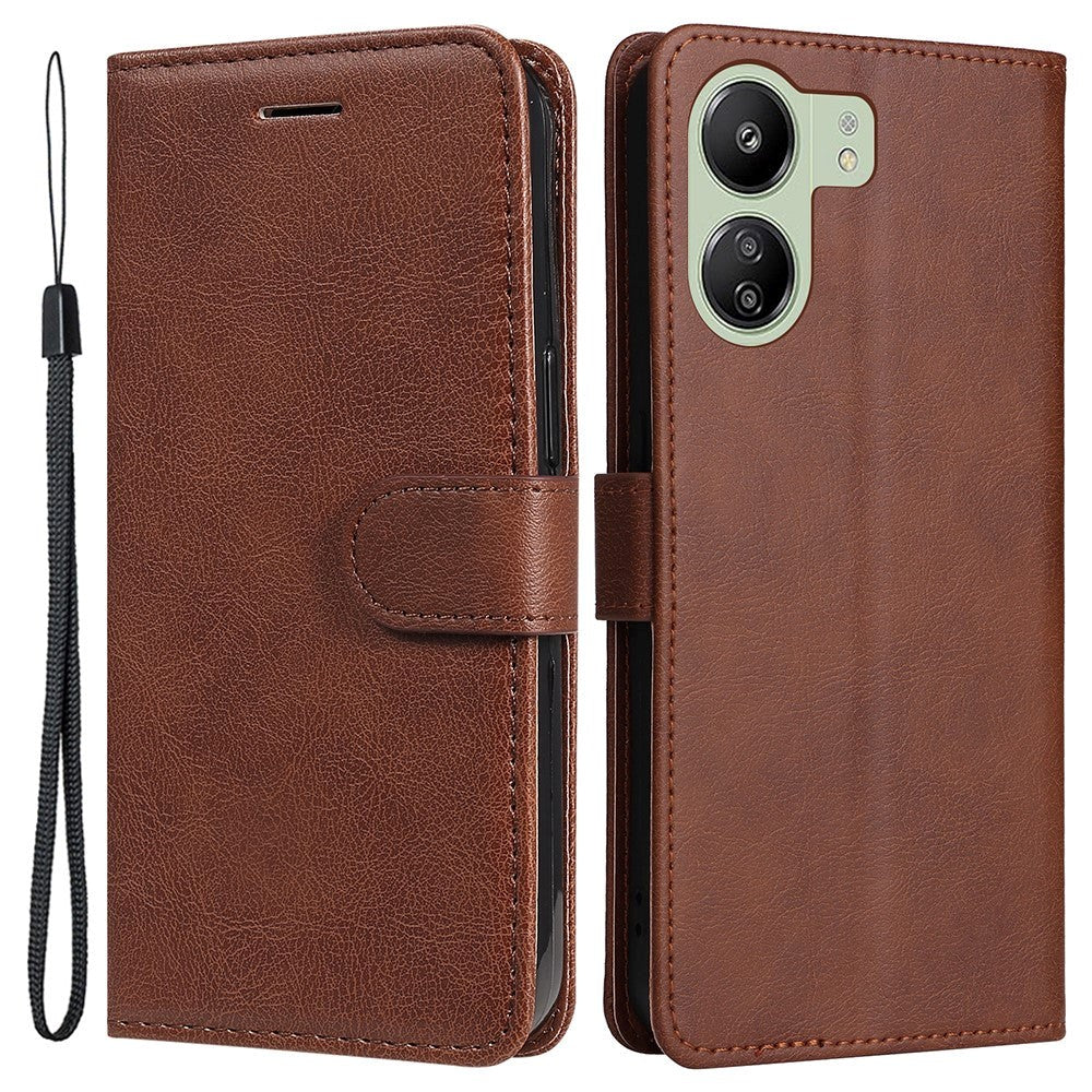 Xiaomi Poco C65 / Redmi 13C Leather Flip Case with Wallet and Strap - Brown