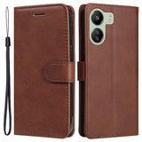 Xiaomi Poco C65 / Redmi 13C Leather Flip Case with Wallet and Strap - Brown